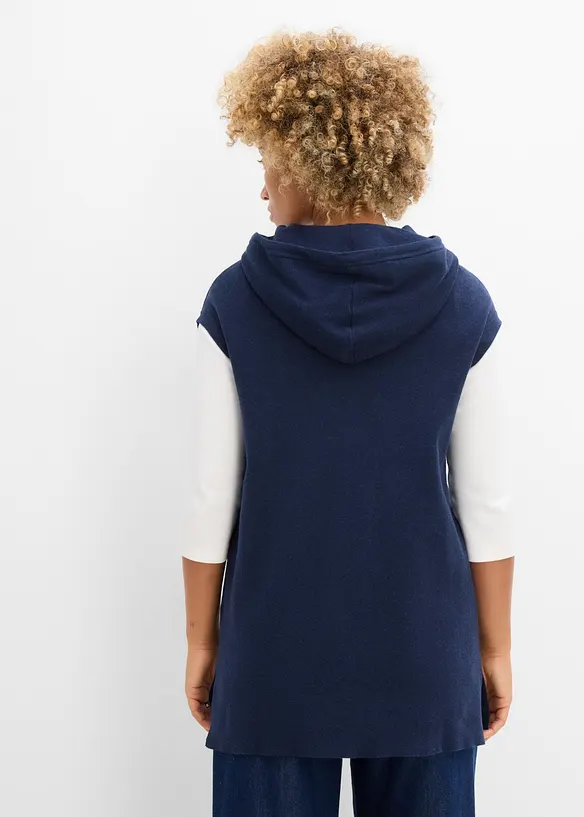 Kapuzen-Pullunder, oversized in blau von hinten (im Anschnitt) - bonprix
