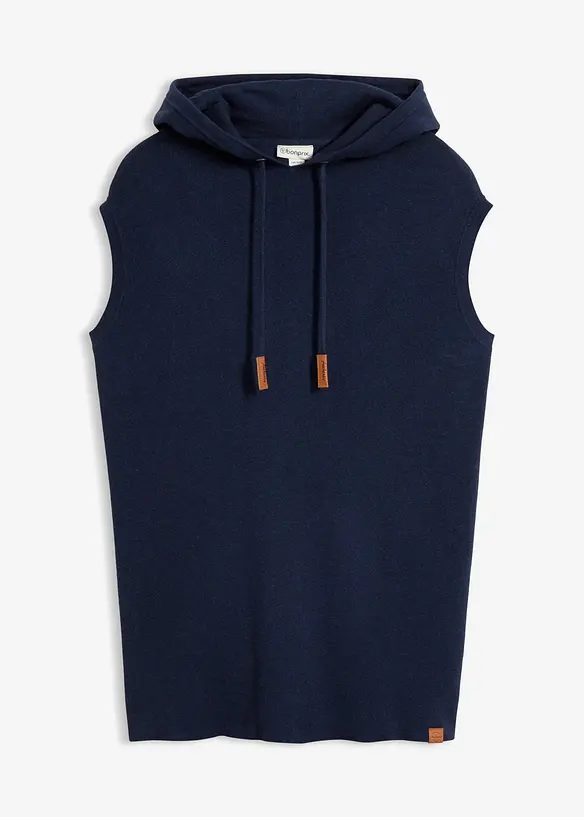 Kapuzen-Pullunder, oversized in blau von vorne - bonprix