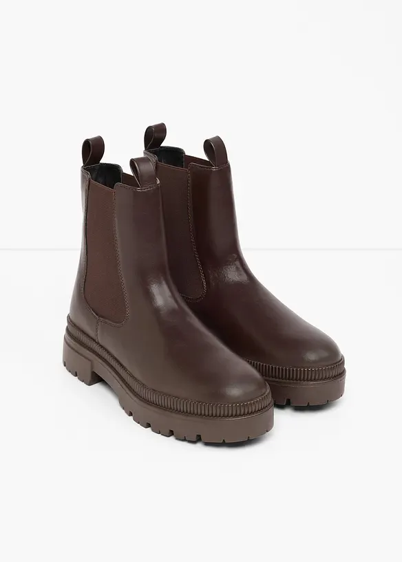 Chelsea-Boots mit Profilsohle in braun - bonprix