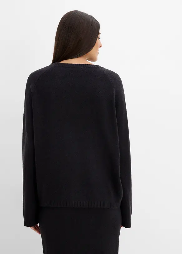 Feinstrickpullover in schwarz von hinten (im Anschnitt) - bonprix
