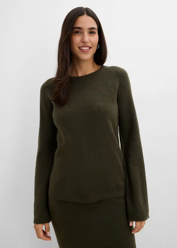 Feinstrickpullover in grün von vorne (im Anschnitt) - bonprix