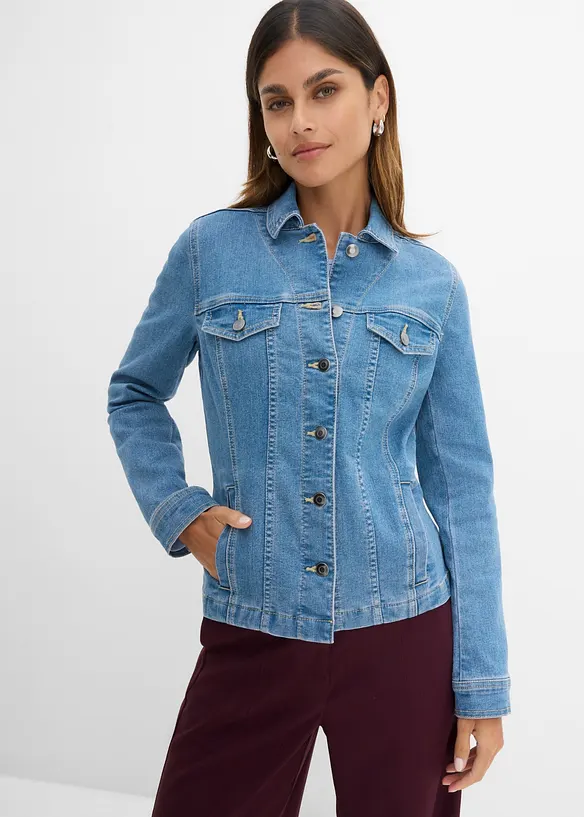 Jeansjacke in blau von vorne (im Anschnitt) - bonprix