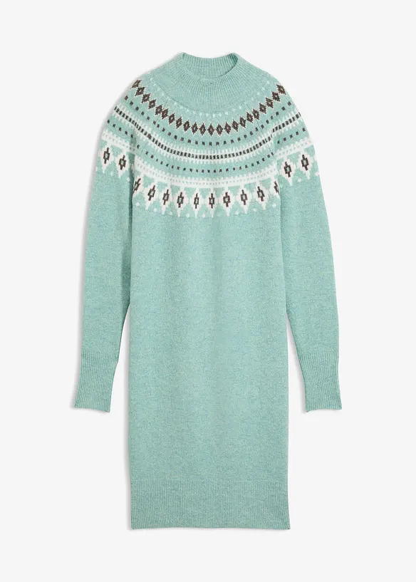 Norweger-Strickkleid in blau von vorne - bonprix