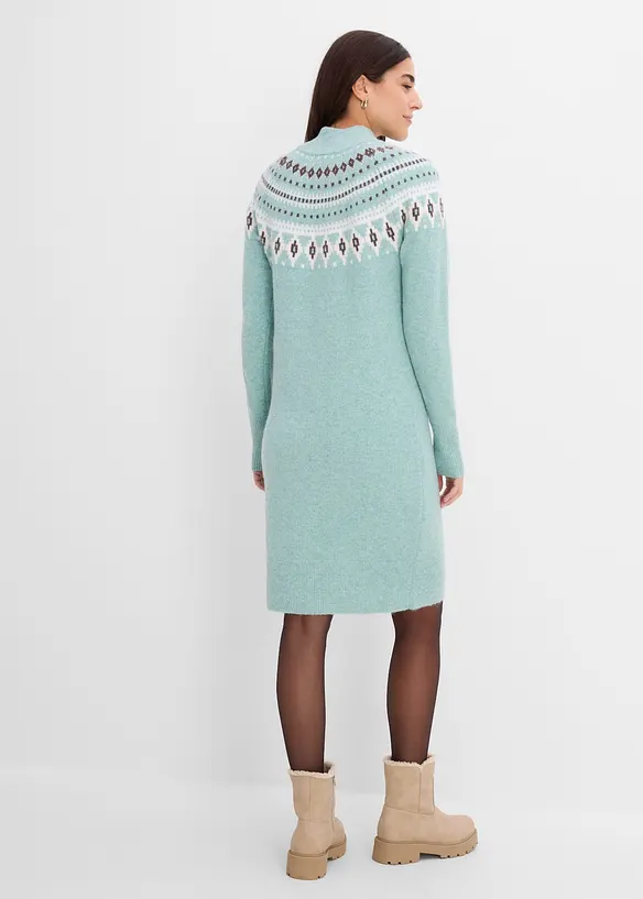 Norweger-Strickkleid in blau von hinten (Totalaufnahme) - bonprix