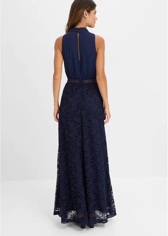 Maxikleid mit Spitzen-Rock in blau von hinten (Totalaufnahme) - bonprix Maxikleid mit Spitzen-Rock in blau von hinten (Totalaufnahme) - bonprix
