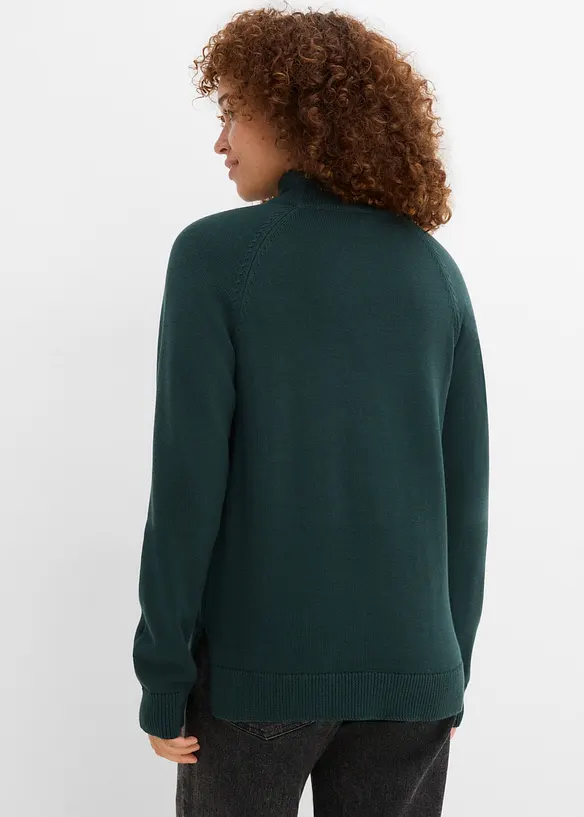 Rollkragenpullover aus reiner Baumwolle in grün von hinten (im Anschnitt) - bonprix Rollkragenpullover aus reiner Baumwolle in grün von hinten (im Anschnitt) - bonprix