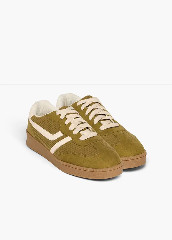Sneaker mit Cord-Details in grün - bonprix