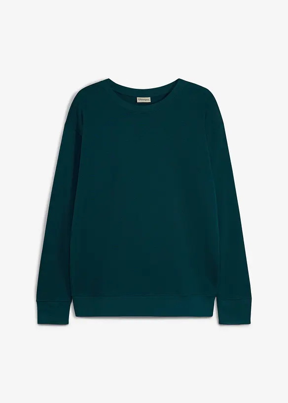 Oversize-Sweatshirt aus reiner Bio-Baumwolle in petrol von vorne - bonprix