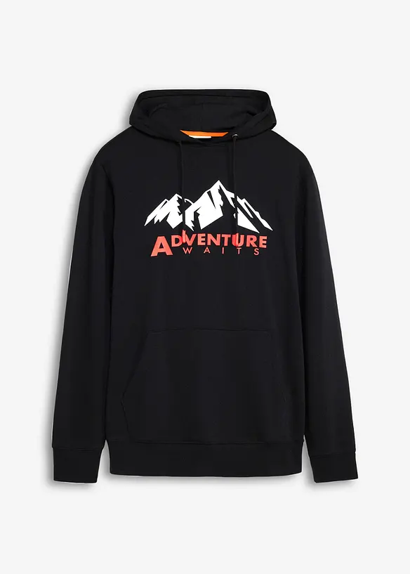 Hoodie  aus reiner Bio-Baumwolle in schwarz von vorne - bonprix