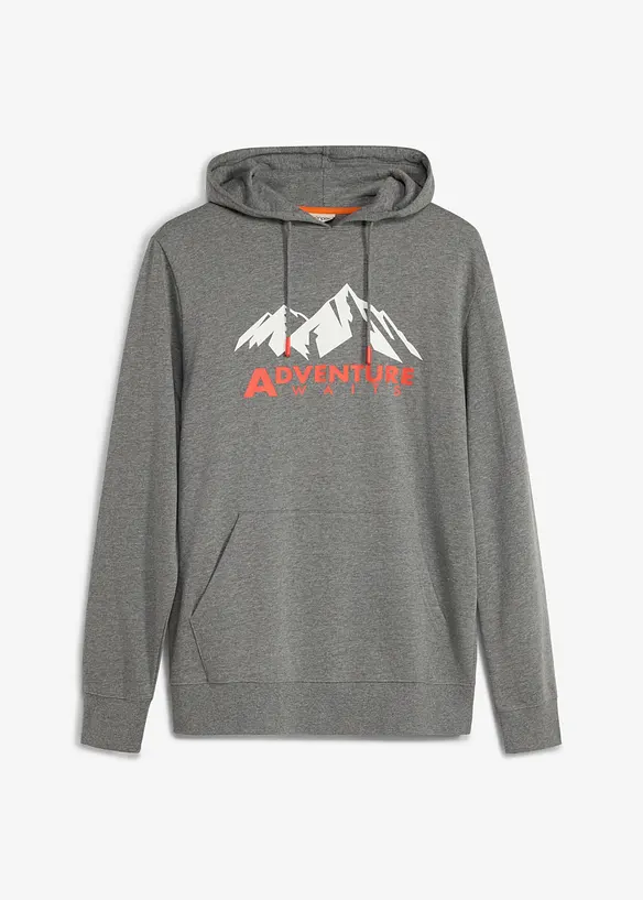 Hoodie  aus reiner Bio-Baumwolle in grau von vorne - bonprix