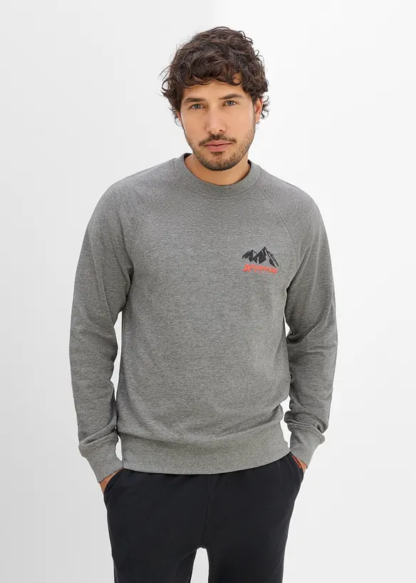 Sweatshirt aus reiner Bio-Baumwolle in grau von vorne (im Anschnitt) - bonprix
