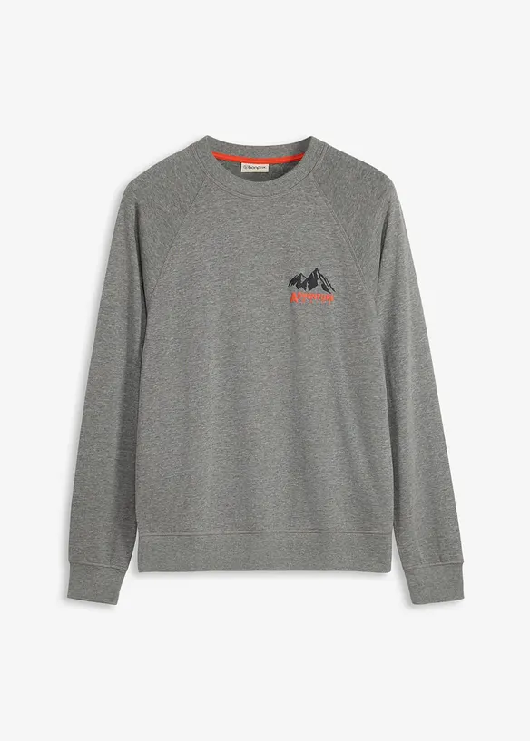 Sweatshirt aus reiner Bio-Baumwolle in grau von vorne - bonprix
