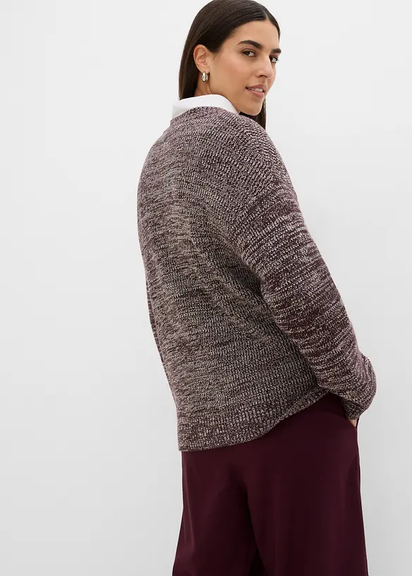 Strick-Pullover aus weichem Viscose-Mix in braun von hinten (im Anschnitt) - bonprix