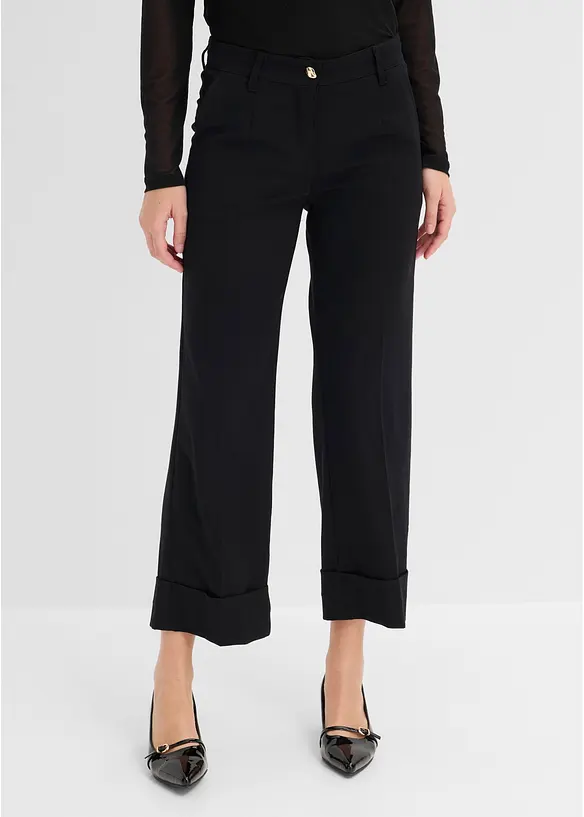 7/8-Hose aus softem Viskose-Mix in schwarz von vorne - bonprix