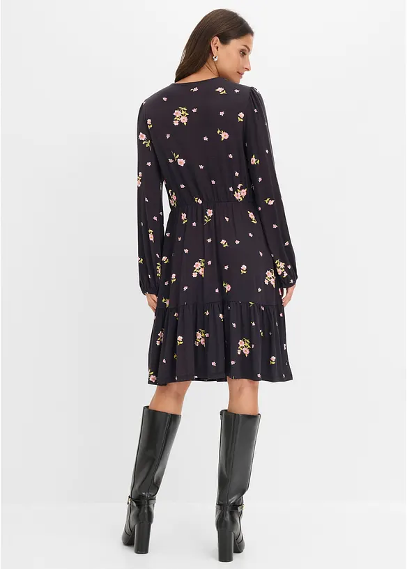 Jerseykleid mit Ballonärmeln in schwarz von hinten (Totalaufnahme) - bonprix Jerseykleid mit Ballonärmeln in schwarz von hinten (Totalaufnahme) - bonprix