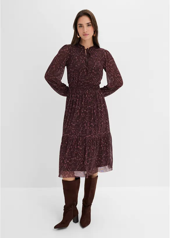 Jerseykleid mit Rundhals in braun von vorne (Totalaufnahme) - bonprix Jerseykleid mit Rundhals in braun von vorne (Totalaufnahme) - bonprix