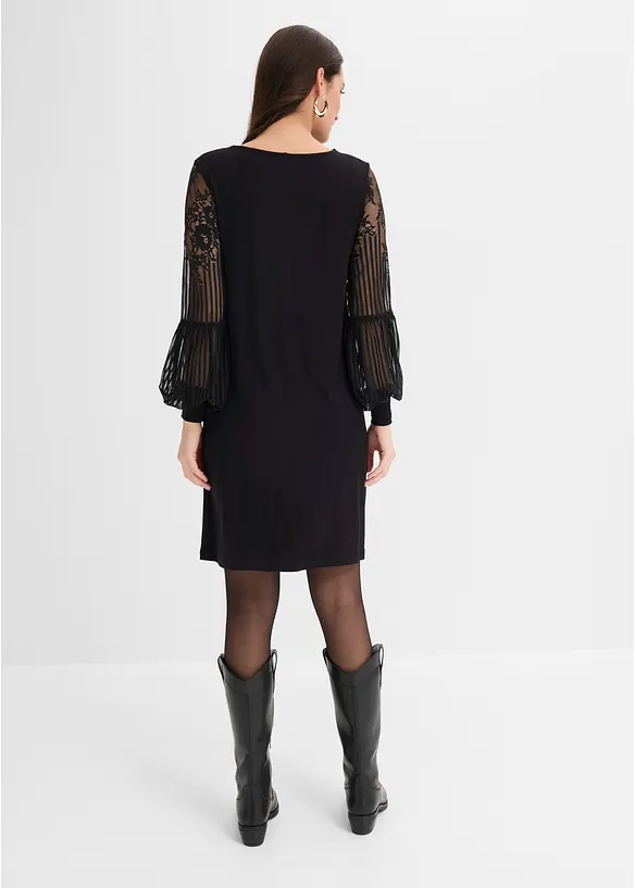 Bequem geschnittenes Jerseykleid in schwarz von hinten (Totalaufnahme) - bonprix