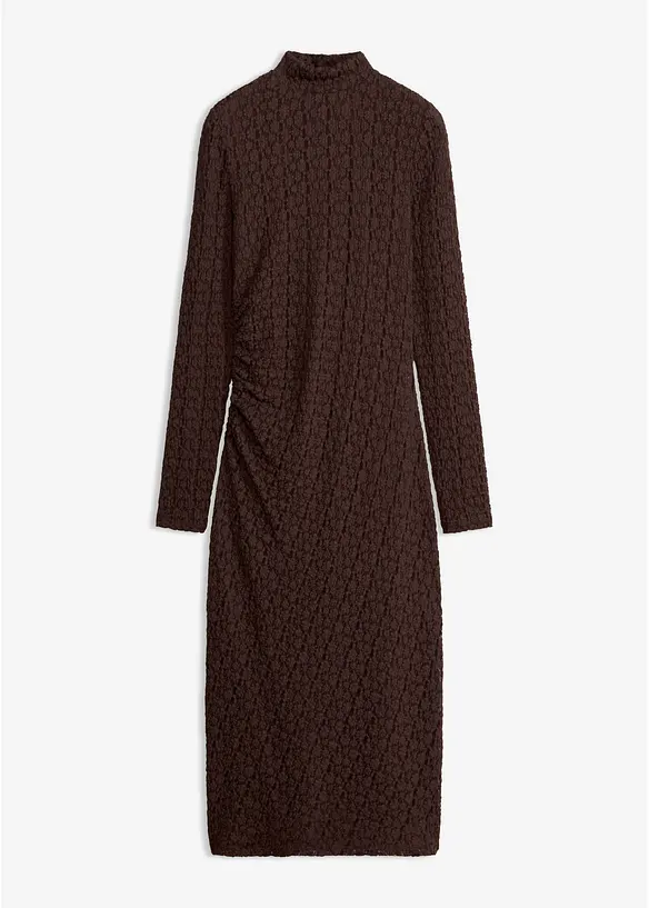 Jerseykleid mit Stehkragen in braun von vorne - bonprix