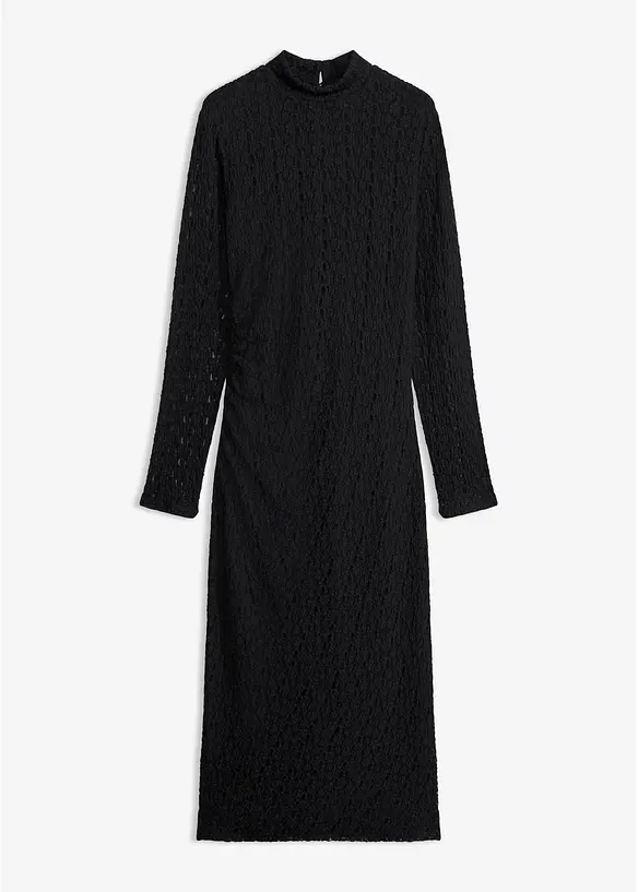 Jerseykleid mit Stehkragen in schwarz von vorne - bonprix