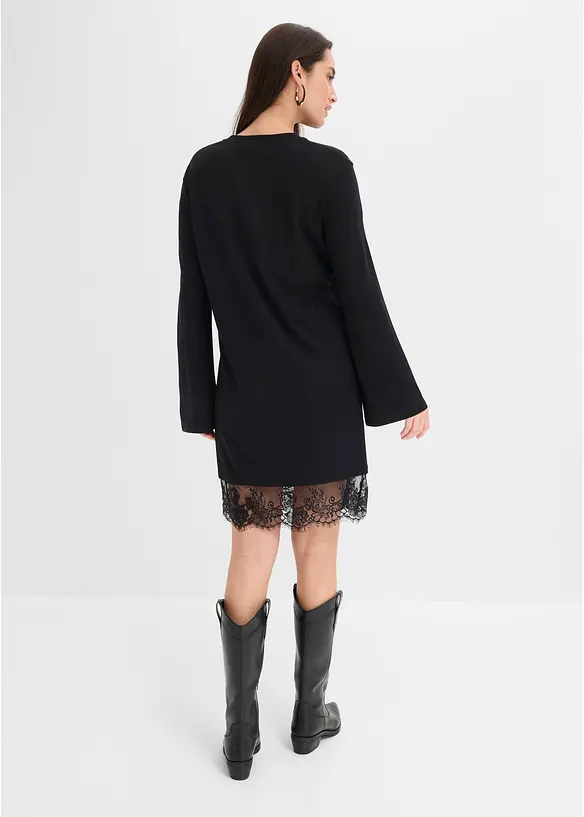 Jerseykleid in schwarz von hinten (Totalaufnahme) - bonprix