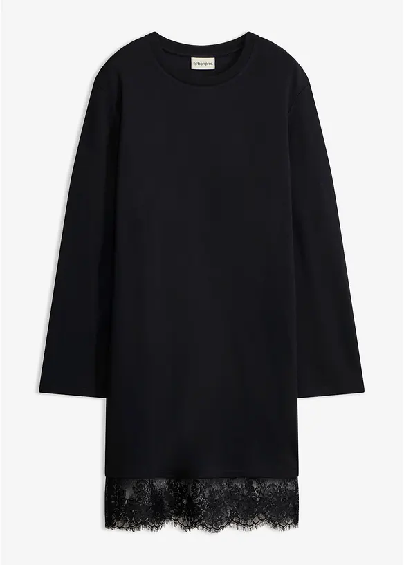 Jerseykleid in schwarz von vorne - bonprix