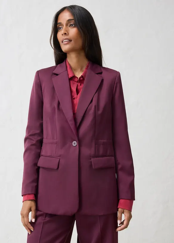 Blazer aus feinem Wollgemisch in rot von vorne (im Anschnitt) - bonprix