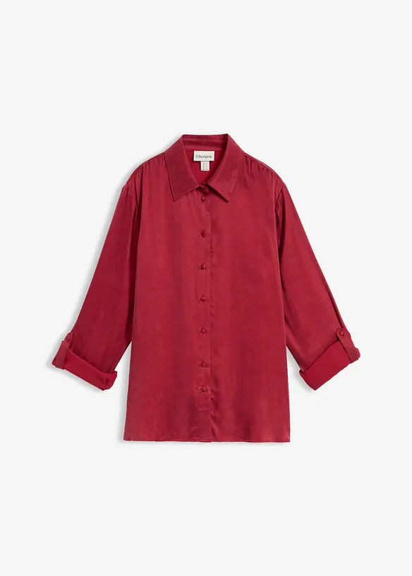 Hemdbluse aus fließendem Cupro in rot von vorne - bonprix