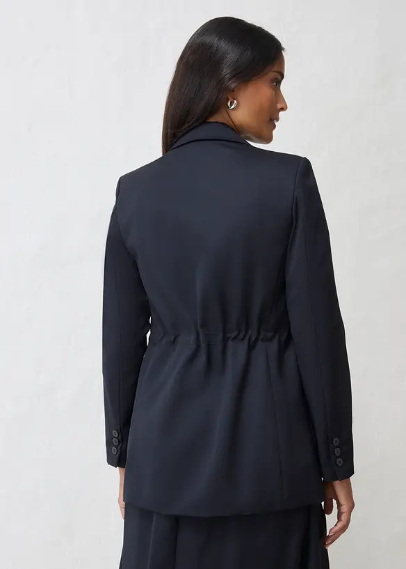 Blazer aus feinem Wollgemisch in schwarz von hinten (im Anschnitt) - bonprix