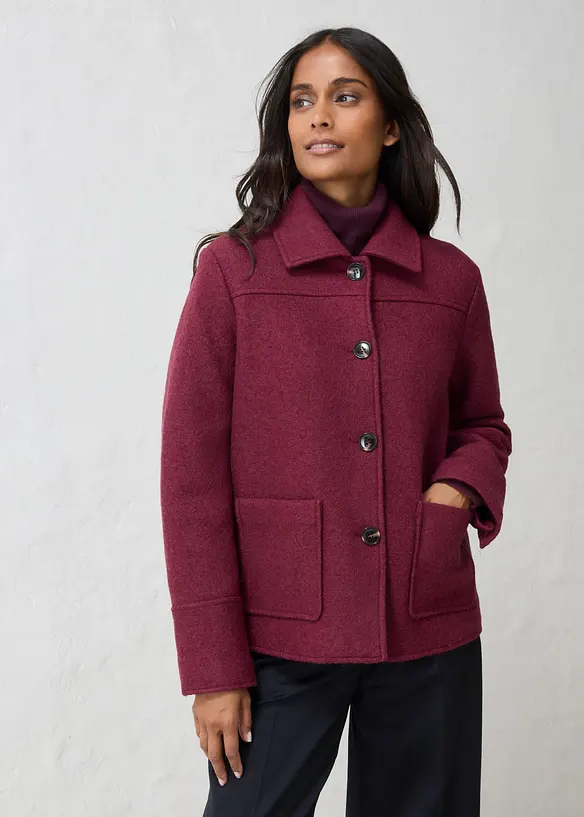 Blouson aus gewalkter Wolle in rot von vorne (im Anschnitt) - bonprix