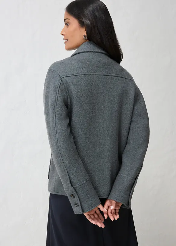 Blouson aus gewalkter Wolle in grau von hinten (im Anschnitt) - bonprix