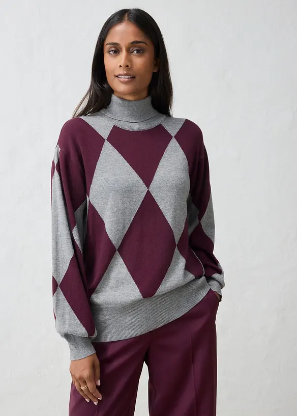 Feinstrick-Rollkragenpullover in grau von vorne (im Anschnitt) - bonprix Feinstrick-Rollkragenpullover in grau von vorne (im Anschnitt) - bonprix
