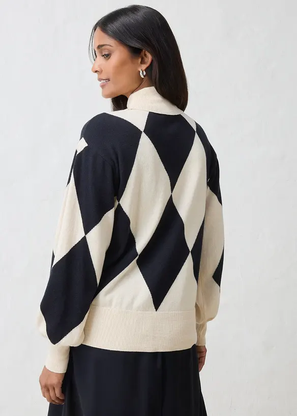 Feinstrick-Rollkragenpullover in beige von hinten (im Anschnitt) - bonprix Feinstrick-Rollkragenpullover in beige von hinten (im Anschnitt) - bonprix