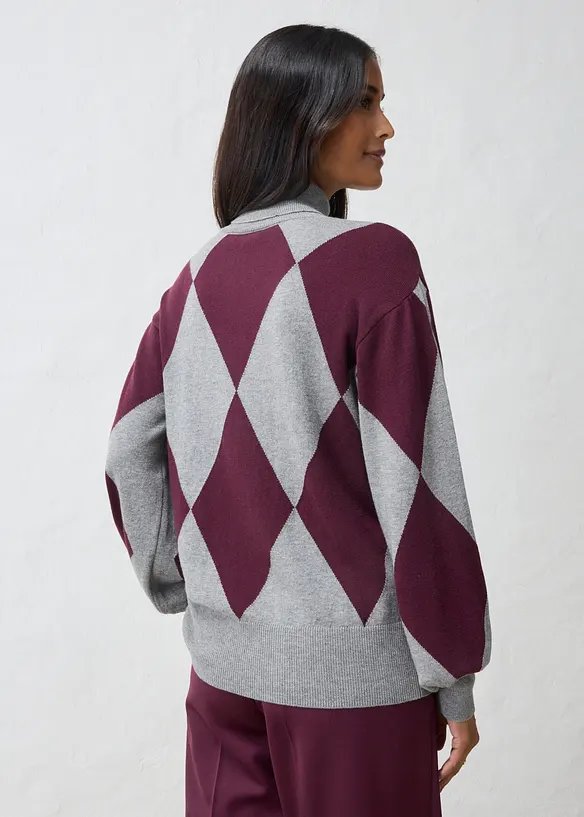 Feinstrick-Rollkragenpullover in grau von hinten (im Anschnitt) - bonprix Feinstrick-Rollkragenpullover in grau von hinten (im Anschnitt) - bonprix