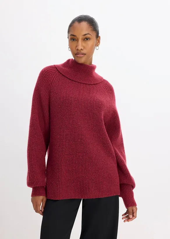 Pullover aus weichem Woll-Mix in rot von vorne (im Anschnitt) - bonprix