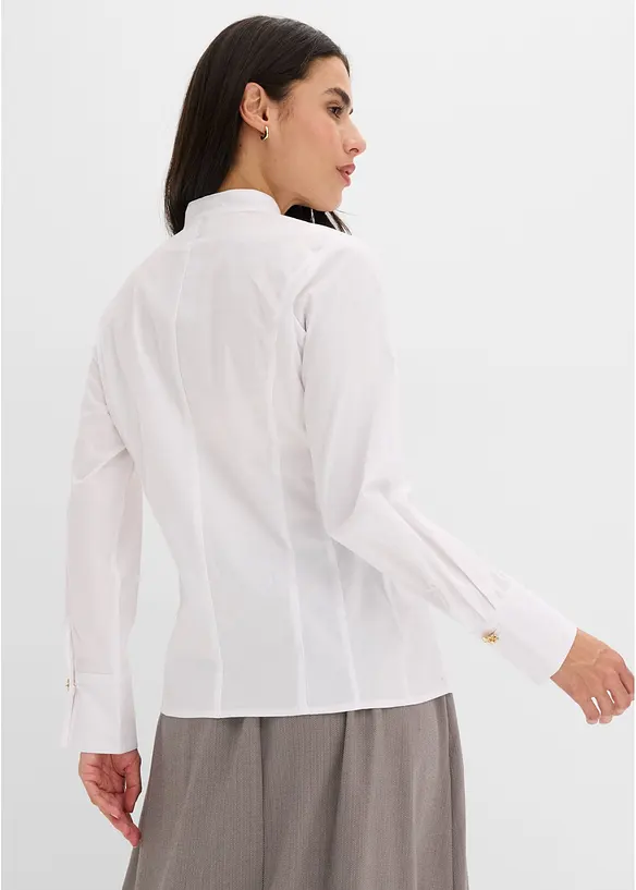 Popeline-Stretchbluse, bügelfrei in weiß von hinten (im Anschnitt) - bonprix