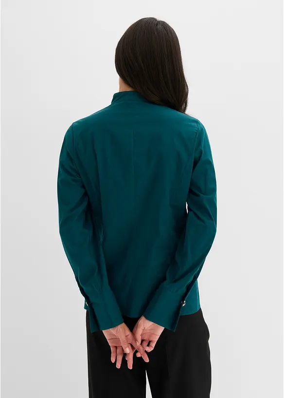 Popeline-Stretchbluse, bügelfrei in petrol von hinten (im Anschnitt) - bonprix