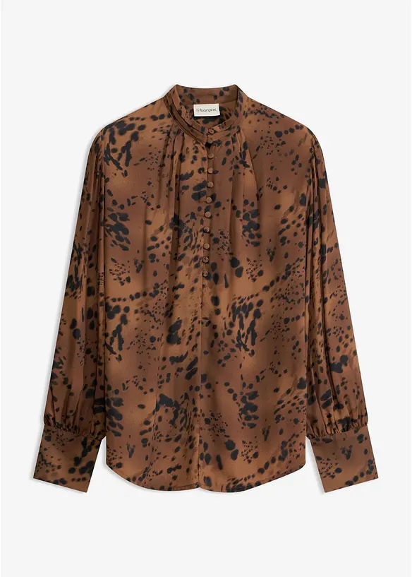 Chiffonbluse mit Stehkragen in braun von vorne - bonprix