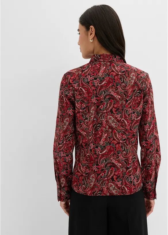 Hemdbluse aus Baumwollstretch, bügelfrei in schwarz von hinten (im Anschnitt) - bonprix