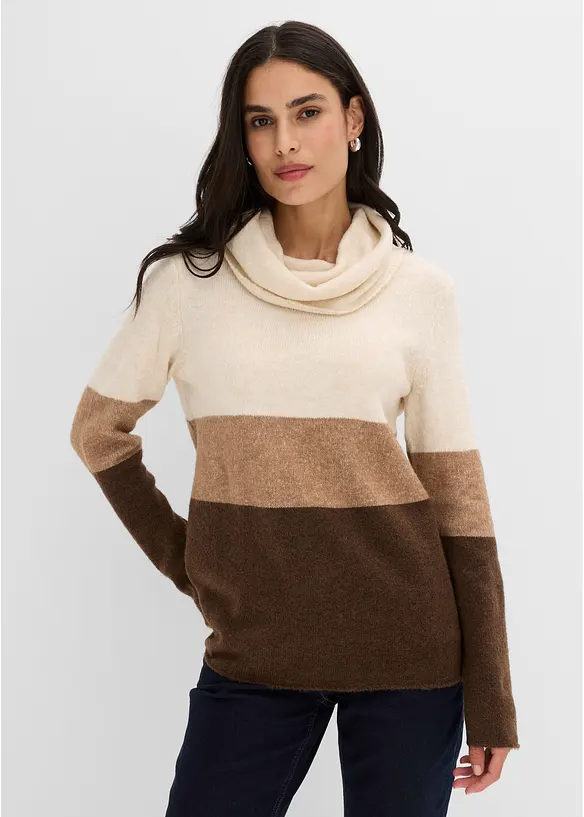 Rollkragenpullover in braun von vorne (im Anschnitt) - bonprix Rollkragenpullover in braun von vorne (im Anschnitt) - bonprix