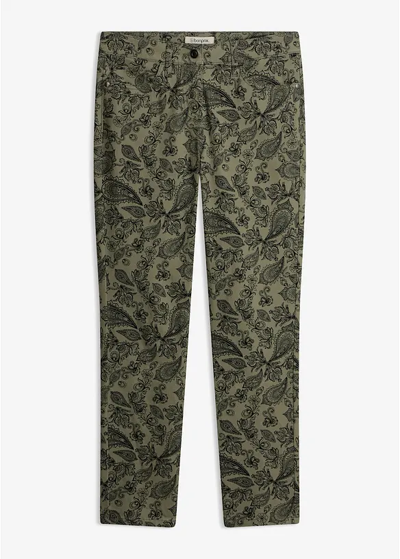Baumwollstretch-Hose bedruckt in grün von vorne - bonprix