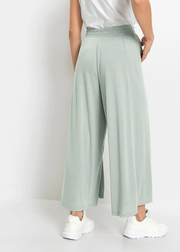 Jersey-Culotte mit weitem Bein in grün von hinten - bonprix Jersey-Culotte mit weitem Bein in grün von hinten - bonprix