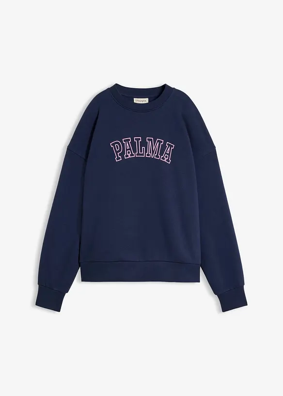 Oversize-Sweatshirt aus Baumwoll-Mix in blau von vorne - bonprix