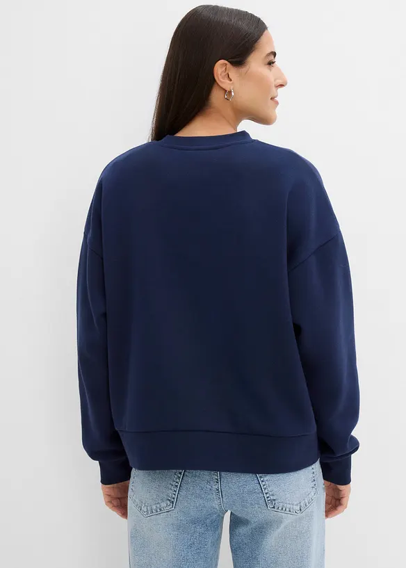 Oversize-Sweatshirt aus Baumwoll-Mix in blau von hinten (im Anschnitt) - bonprix