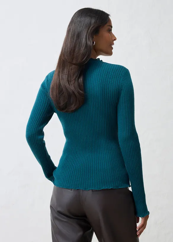 Pullover aus feiner Merinowolle in petrol von hinten (im Anschnitt) - bonprix Pullover aus feiner Merinowolle in petrol von hinten (im Anschnitt) - bonprix