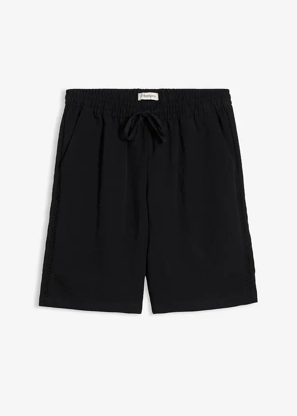 Schlupf Bermuda aus Viskose-Mix in schwarz von vorne - bonprix Schlupf Bermuda aus Viskose-Mix in schwarz von vorne - bonprix