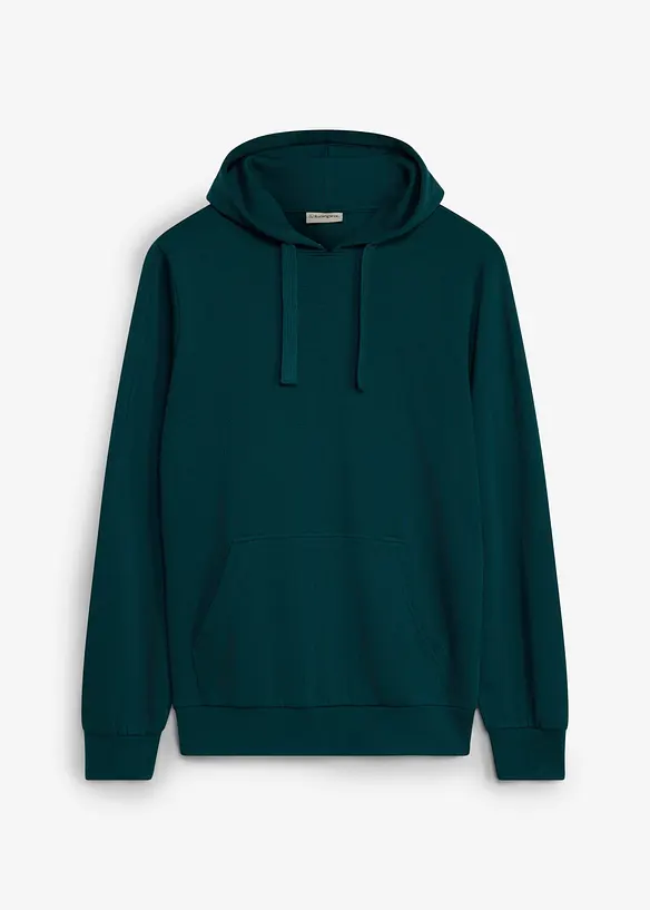 Hoodie in Regular Fit in petrol von vorne - bonprix