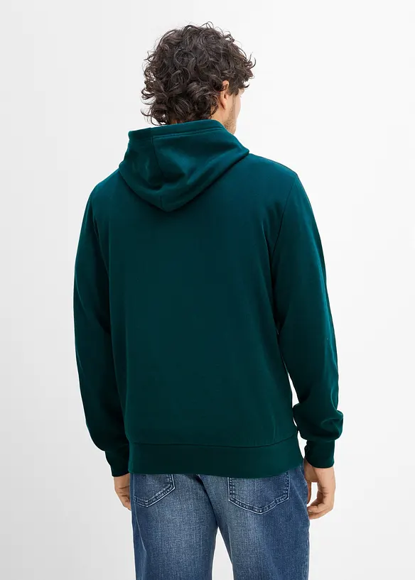 Hoodie in Regular Fit in petrol von hinten (im Anschnitt) - bonprix