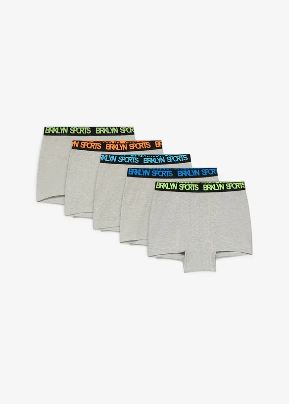 Boxershorts mit weicher Baumwolle (5er-Pack) in grau von vorne - bonprix
