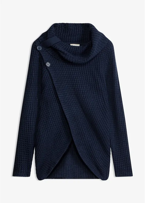 Grobstrick-Pullover in blau von vorne - bonprix