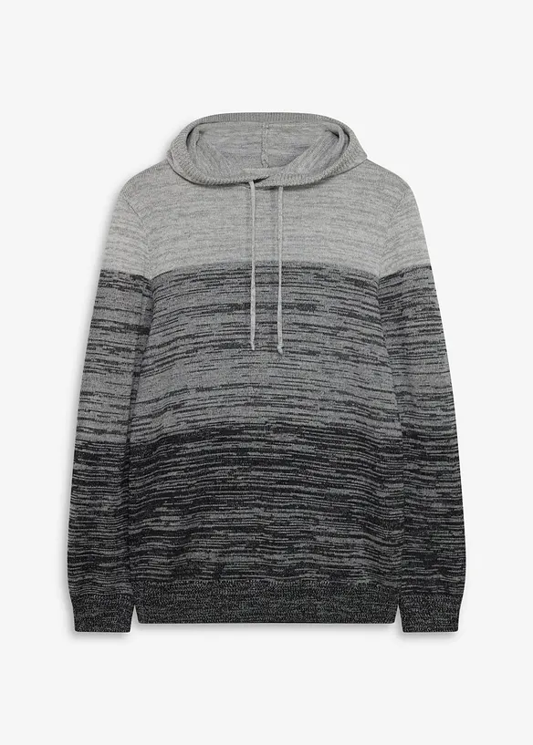 Feinstrick-Kapuzenpullover in Regular Fit in grau von vorne - bonprix